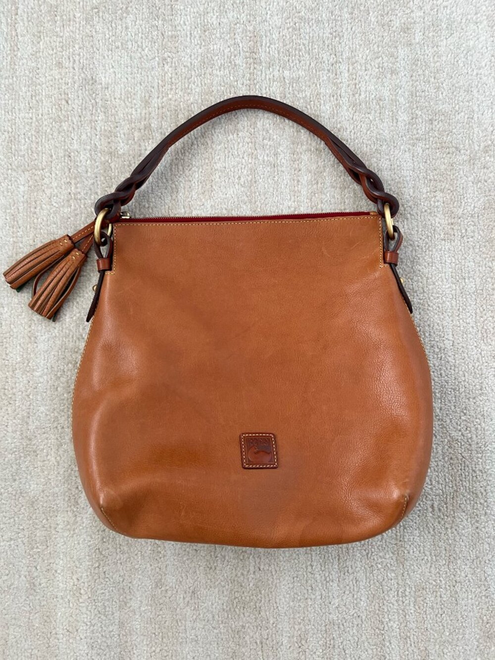 Dooney & Bourke Florentine Leather Twist Strap Hobo Shoulder Bag
